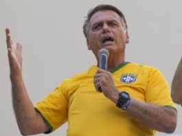 Bolsonaro durante un marcha en Sao Paolo